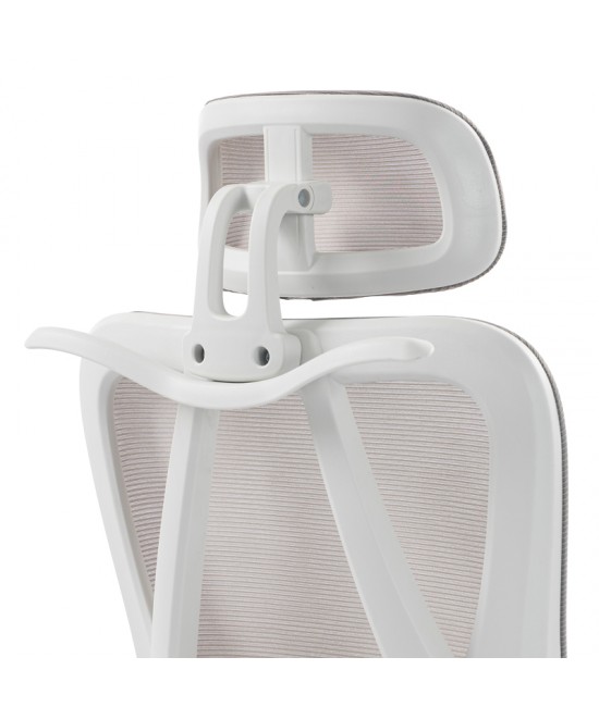 Καρέκλα γραφείου διευθυντή Exeter pakoworld λευκή - mesh γκρι 50x58x119-129εκ