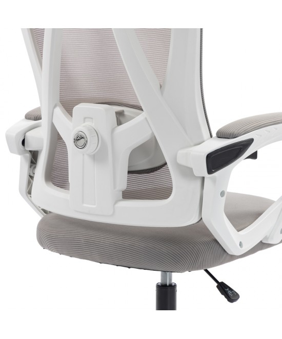 Καρέκλα γραφείου διευθυντή Exeter pakoworld λευκή - mesh γκρι 50x58x119-129εκ