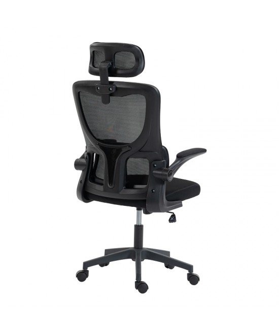 Καρέκλα γραφείου διευθυντή Mainz pakoworld mesh χρώμα μαύρο 50x60x112-122εκ
