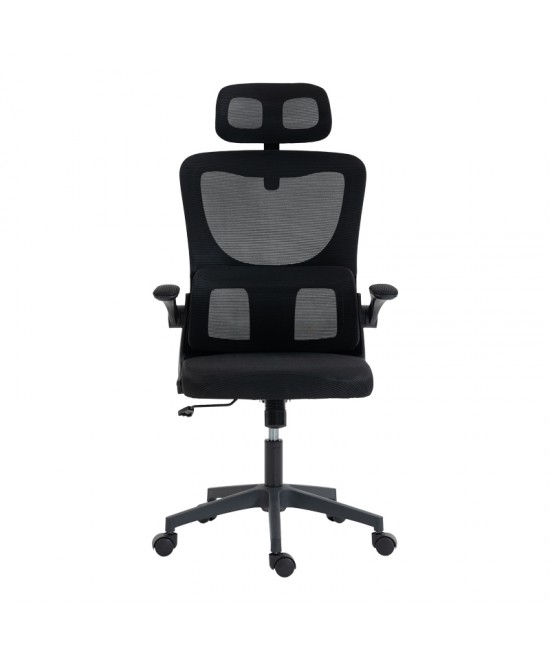 Καρέκλα γραφείου διευθυντή Mainz pakoworld mesh χρώμα μαύρο 50x60x112-122εκ