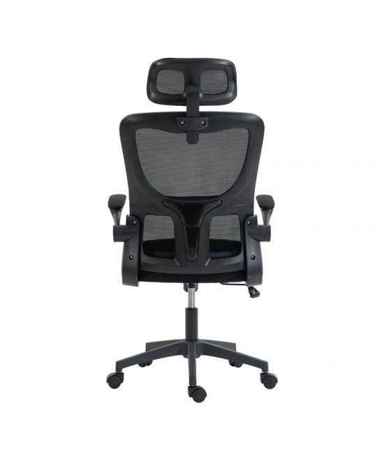 Καρέκλα γραφείου διευθυντή Mainz pakoworld mesh χρώμα μαύρο 50x60x112-122εκ