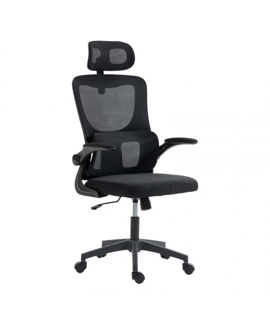 Καρέκλα γραφείου διευθυντή Mainz pakoworld mesh χρώμα μαύρο 50x60x112-122εκ