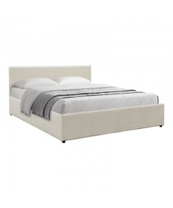 Κρεβάτι Dellia pakoworld με αποθηκευτικό χώρο ύφασμα κρεμ 150x200εκ