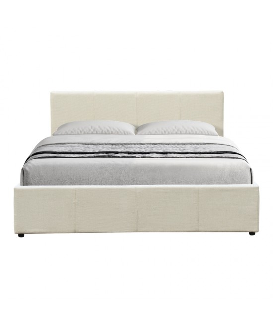 Κρεβάτι Dellia pakoworld με αποθηκευτικό χώρο ύφασμα κρεμ 150x200εκ