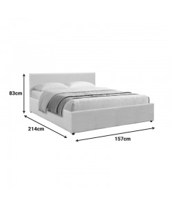 Κρεβάτι Dellia pakoworld με αποθηκευτικό χώρο ύφασμα κρεμ 150x200εκ