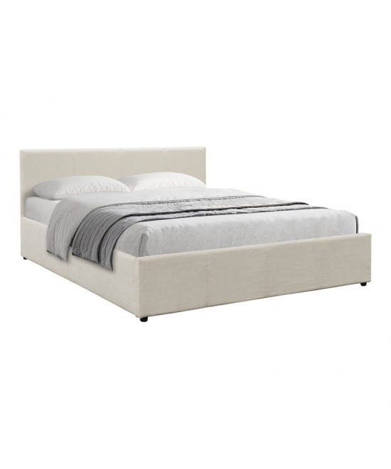 Κρεβάτι Dellia pakoworld με αποθηκευτικό χώρο ύφασμα κρεμ 150x200εκ