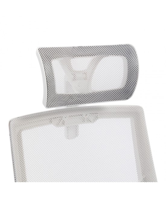 Καρέκλα γραφείου Plymot pakoworld λευκή - mesh γκρι 48x58x112-122εκ