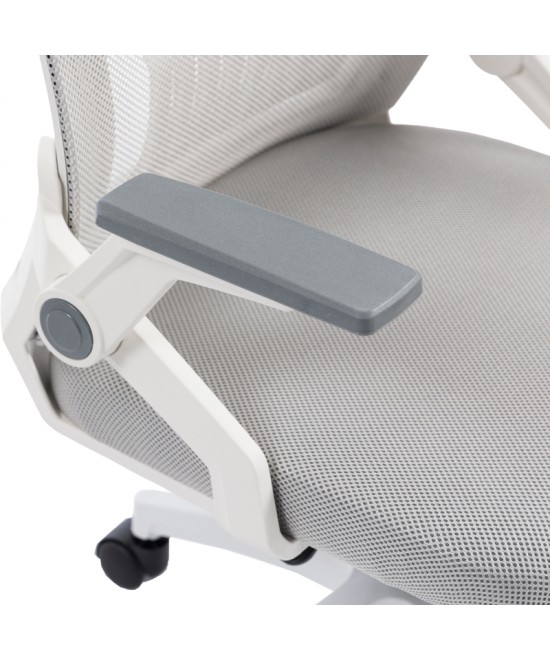 Καρέκλα γραφείου Plymot pakoworld λευκή - mesh γκρι 48x58x112-122εκ
