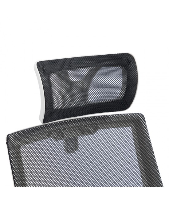Καρέκλα γραφείου Plymot pakoworld λευκή - mesh μαύρο 48x58x112-122εκ