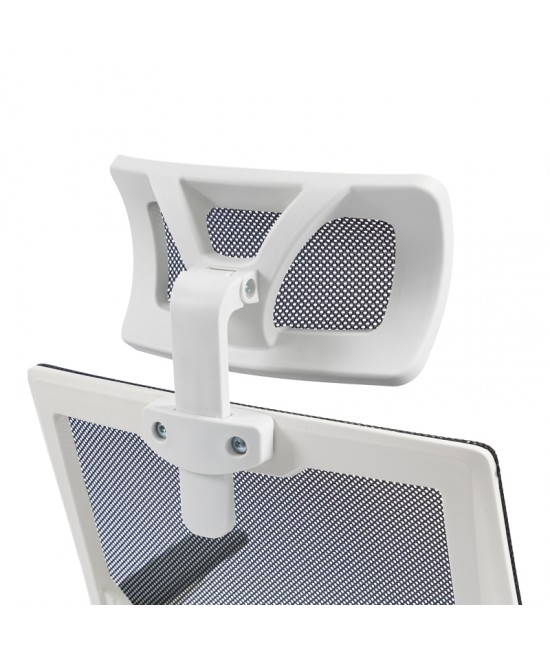 Καρέκλα γραφείου Plymot pakoworld λευκή - mesh μαύρο 48x58x112-122εκ
