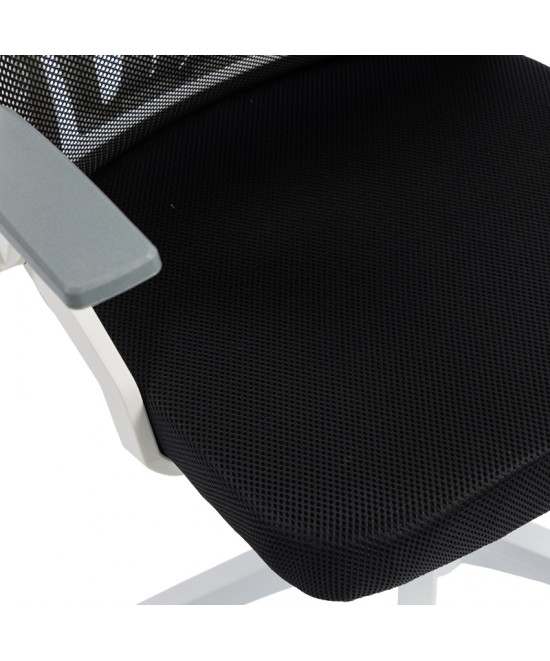 Καρέκλα γραφείου Plymot pakoworld λευκή - mesh μαύρο 48x58x112-122εκ