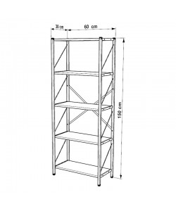 Βιβλιοθήκη Bimblem pakoworld καρυδί με μαύρο μέταλλο 60x30x150εκ