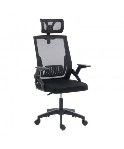 Καρέκλα γραφείου Plymot pakoworld mesh χρώμα μαύρο 48x58x112-122εκ