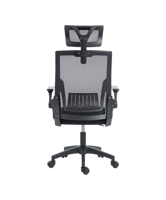 Καρέκλα γραφείου Plymot pakoworld mesh χρώμα μαύρο 48x58x112-122εκ