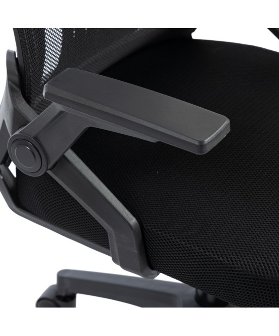 Καρέκλα γραφείου Plymot pakoworld mesh χρώμα μαύρο 48x58x112-122εκ