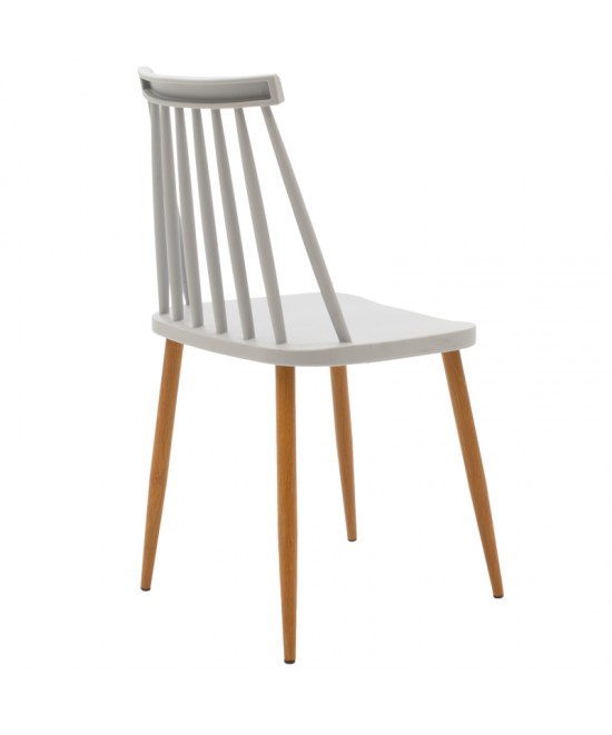 Καρέκλα Aurora pakoworld γκρι pp-φυσικό μεταλλικό πόδι 42x49.5x77εκ