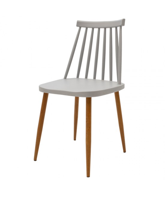 Καρέκλα Aurora pakoworld γκρι pp-φυσικό μεταλλικό πόδι 42x49.5x77εκ