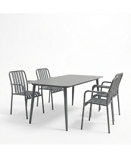 Τραπεζαρία Heven Vista pakoworld σετ 5τεμ ανθρακί αλουμίνιο 150x80x72εκ