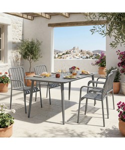 Τραπεζαρία Heven Vista pakoworld σετ 5τεμ ανθρακί αλουμίνιο 150x80x72εκ