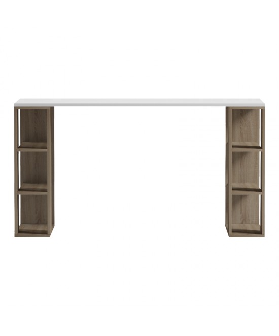 Γραφείο με ραφιέρα  Colmar pakoworld sonoma-λευκό 140x60x75εκ