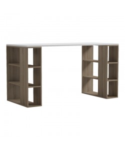 Γραφείο με ραφιέρα  Colmar pakoworld sonoma-λευκό 140x60x75εκ