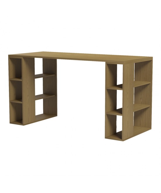 Γραφείο με ραφιέρα Colmar pakoworld σε ανοιχτό καρυδί 140x60x75εκ