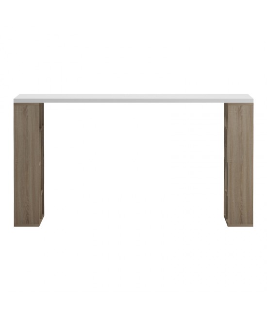 Γραφείο με ραφιέρα Labirent pakoworld sonoma-λευκό 140x60x75εκ