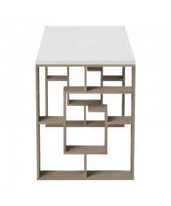 Γραφείο με ραφιέρα Labirent pakoworld sonoma-λευκό 140x60x75εκ