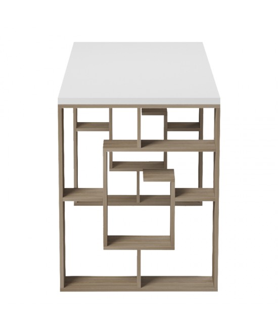 Γραφείο με ραφιέρα Labirent pakoworld sonoma-λευκό 140x60x75εκ