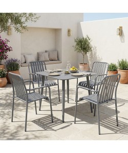 Τραπεζαρία Heven Vista pakoworld σετ 5τεμ ανθρακί αλουμίνιο 80x80x72εκ