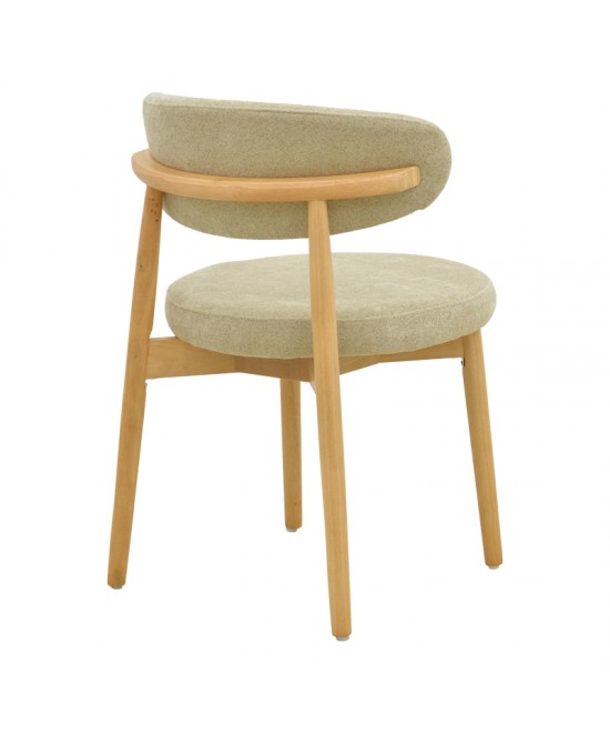 Καρέκλα Luben pakoworld ύφασμα γκρι - rubberwood σε φυσική απόχρωση 53x54x79εκ