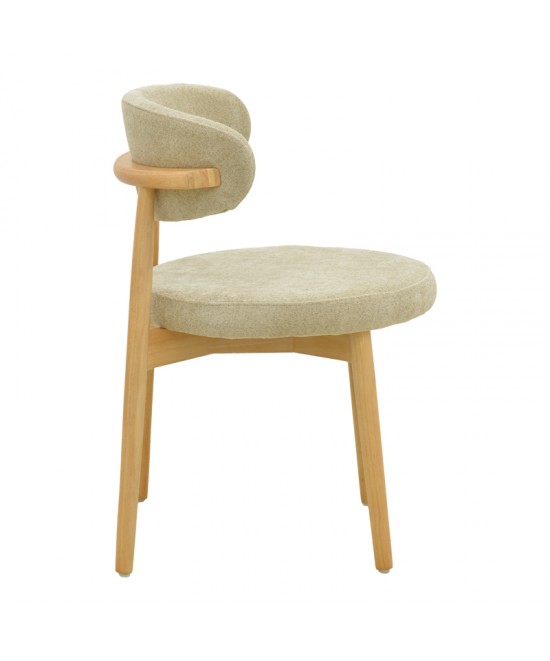 Καρέκλα Luben pakoworld ύφασμα γκρι - rubberwood σε φυσική απόχρωση 53x54x79εκ