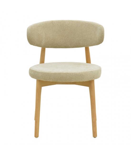 Καρέκλα Luben pakoworld ύφασμα γκρι - rubberwood σε φυσική απόχρωση 53x54x79εκ