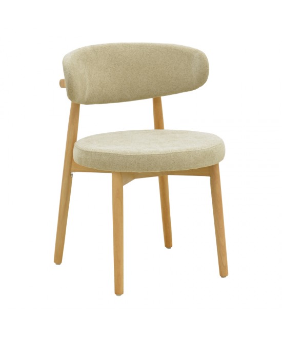 Καρέκλα Luben pakoworld ύφασμα γκρι - rubberwood σε φυσική απόχρωση 53x54x79εκ