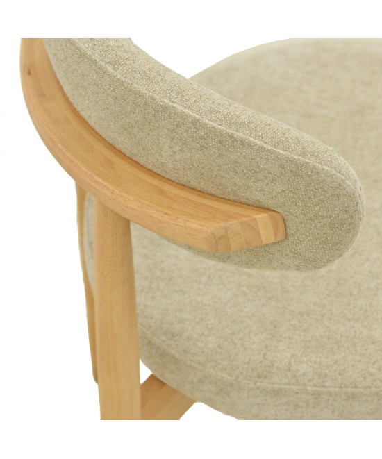 Καρέκλα Luben pakoworld ύφασμα γκρι - rubberwood σε φυσική απόχρωση 53x54x79εκ