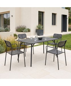 Τραπεζαρία Moraja Deraby pakoworld σετ 5τεμ μαύρο μέταλλο 140x80x72εκ