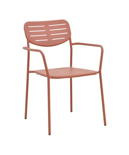 Τραπεζαρία Moraja Deraby pakoworld σετ 5τεμ terracotta μέταλλο 140x80x72εκ