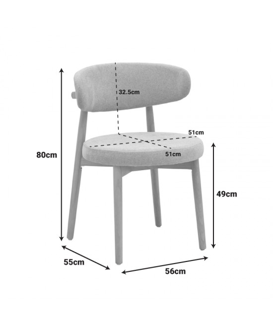 Καρέκλα Luben pakoworld ύφασμα καφέ - rubberwood σε φυσική απόχρωση 53x54x79εκ