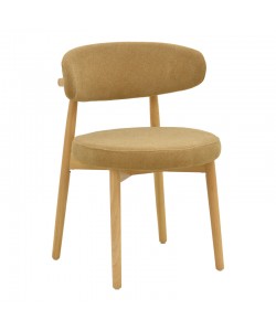 Καρέκλα Luben pakoworld ύφασμα καφέ - rubberwood σε φυσική απόχρωση 53x54x79εκ