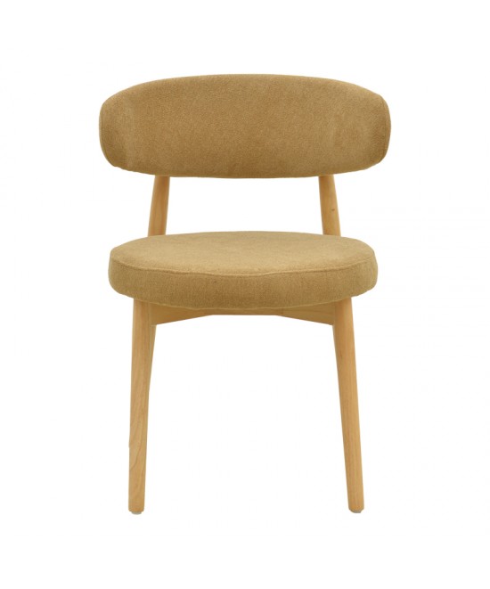 Καρέκλα Luben pakoworld ύφασμα καφέ - rubberwood σε φυσική απόχρωση 53x54x79εκ