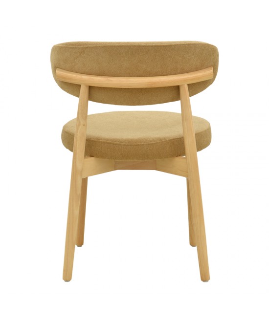 Καρέκλα Luben pakoworld ύφασμα καφέ - rubberwood σε φυσική απόχρωση 53x54x79εκ