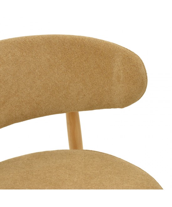 Καρέκλα Luben pakoworld ύφασμα καφέ - rubberwood σε φυσική απόχρωση 53x54x79εκ