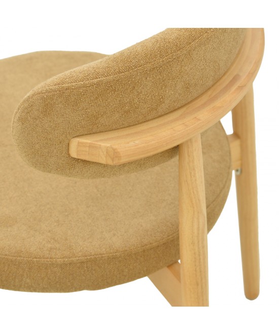 Καρέκλα Luben pakoworld ύφασμα καφέ - rubberwood σε φυσική απόχρωση 53x54x79εκ