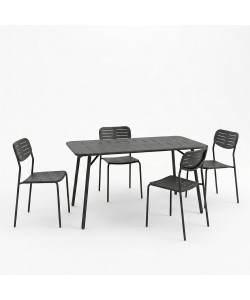 Τραπεζαρία Moraja Deraby Ι pakoworld σετ 5τεμ μαύρο μέταλλο 140x80x72εκ