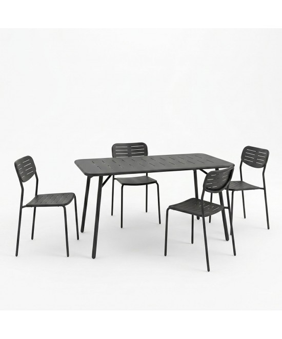 Τραπεζαρία Moraja Deraby Ι pakoworld σετ 5τεμ μαύρο μέταλλο 140x80x72εκ