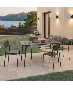 Τραπεζαρία Moraja Deraby Ι pakoworld σετ 5τεμ μαύρο μέταλλο 140x80x72εκ