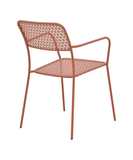 Τραπεζαρία Moraja Federal pakoworld σετ 5τεμ terracotta μέταλλο 140x80x72εκ