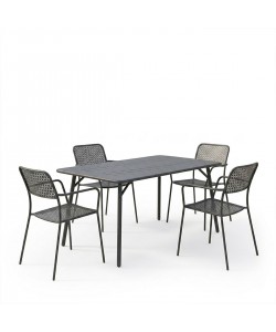 Τραπεζαρία Moraja Federal pakoworld σετ 5τεμ μαύρο μέταλλο 140x80x72εκ