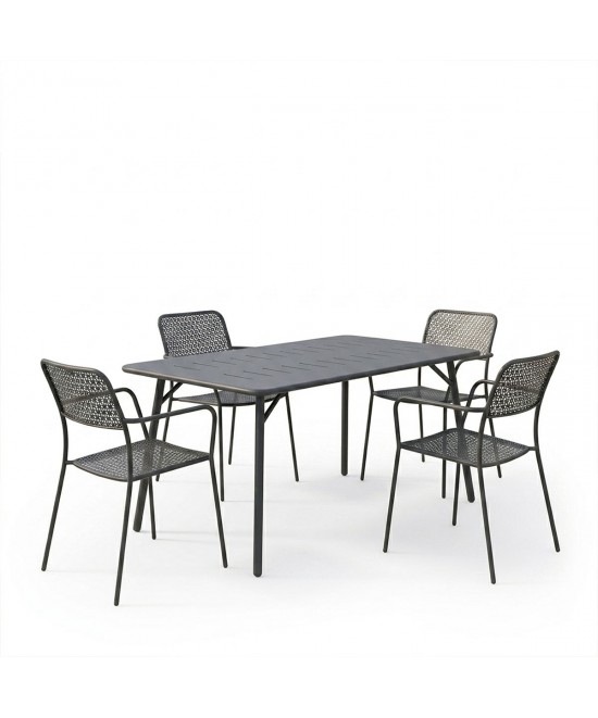 Τραπεζαρία Moraja Federal pakoworld σετ 5τεμ μαύρο μέταλλο 140x80x72εκ