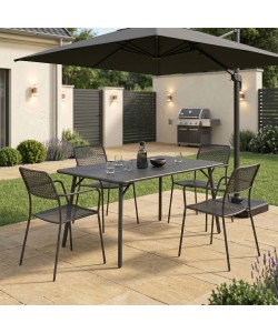 Τραπεζαρία Moraja Federal pakoworld σετ 5τεμ μαύρο μέταλλο 140x80x72εκ